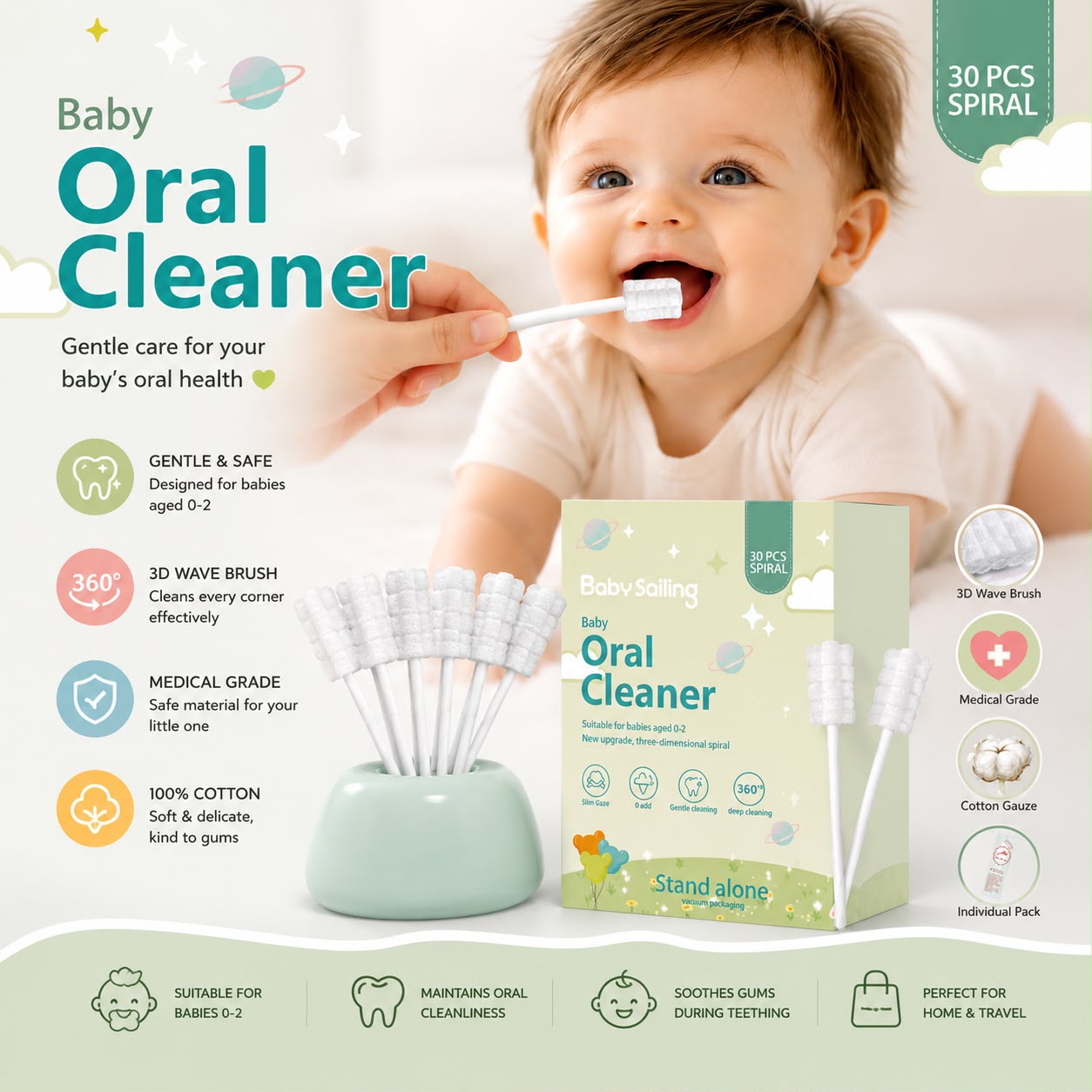 U:Baby Baby Hygienic Oral Cleaning Disposable Brush